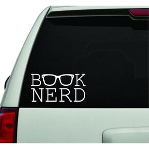 Book Nerd with Glasses White Version Car Window Windshield Lettering Decal Sticker Decals Stickers in Saudi Arabia