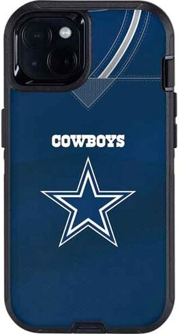 غلاف هاتف Skinit متوافق مع OtterBox Defender iPhone 15 Plus - تصميم جيرسي لفريق NFL Dallas Cowboys مرخص رسميًا in Saudi Arabia