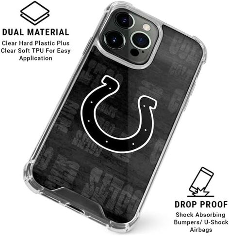 Skinit Clear Phone Case Compatible with iPhone 16 Pro Max - Officially Licensed NFL Indianapolis Colts Black & White Design in Saudi Arabia