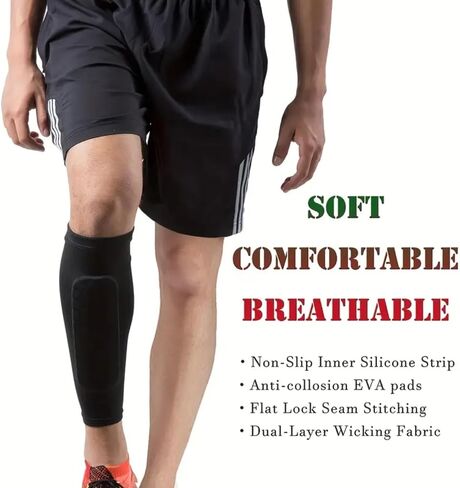 1pc Soccer Shin Guard Lightweight Calf Compression Sleeve for Football, Baseball, Boxing, Taekwondo in Saudi Arabia