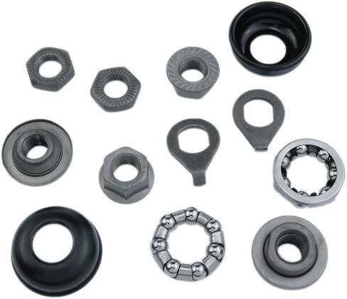 yukata Black 3/8" Bike Hub Cups 180 mm /7.08 Inch Bicycle axle 1/4" X 7 Silver Balls Bearing Retainer 26tpi Hub Conical Lock nut Washer Kit for Road Bikes and Mountain Bikes 1 Set in Saudi Arabia