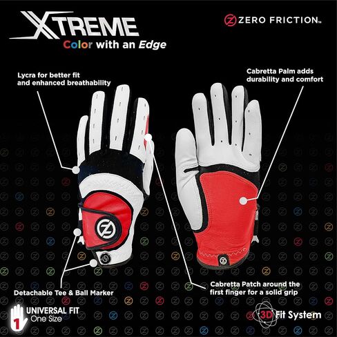 قفاز جولف رجالي من الجلد Xtreme Cabretta مناسب عالميًا من Zero Friction in Kuwait