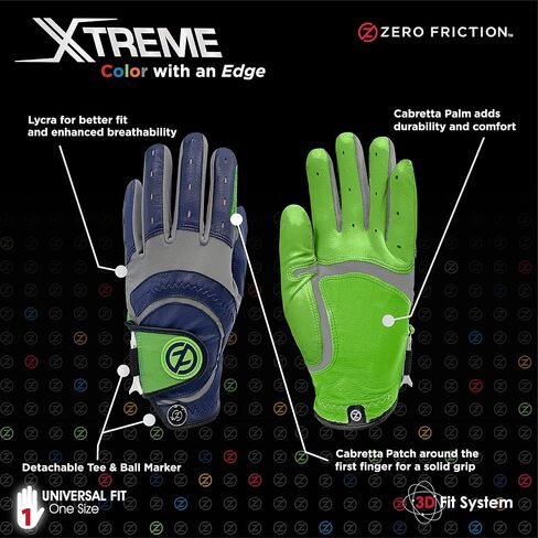 قفاز جولف رجالي من الجلد Xtreme Cabretta مناسب عالميًا من Zero Friction in Kuwait