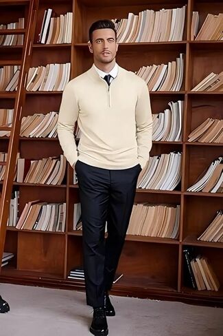 Men's Quarter Zip Pullover Sweatshirt Long Sleeve Stand Collar Sweatshirt Pullover Business Work Shirts in Saudi Arabia