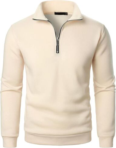Men's Quarter Zip Pullover Sweatshirt Long Sleeve Stand Collar Sweatshirt Pullover Business Work Shirts in Saudi Arabia