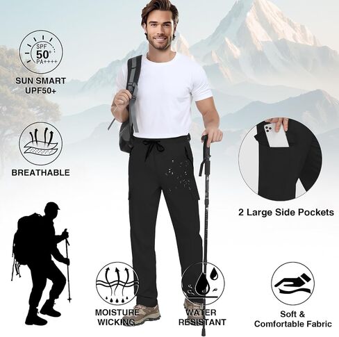 Men's Hiking Pants Lightweight, Sun Protection & Water-Repellent, Quick-Dry Moisture Wicking Outdoor Pants in Saudi Arabia