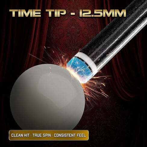 EVO Royale Pool Cue Stick, Low Deflection Professional Pool Stick for Adults 12.5mm TIME 3 Standard Tip, 58" Billiard Cue Rad 3/8-8 Joint, Carbon Composite Butt, Wrapless Handle in Saudi Arabia