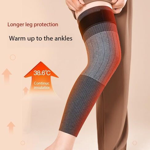 Long cashmere knee pads, winter knee pads, warm cashmere socks, and leggings, gifts for parents (Black,XL) in Saudi Arabia