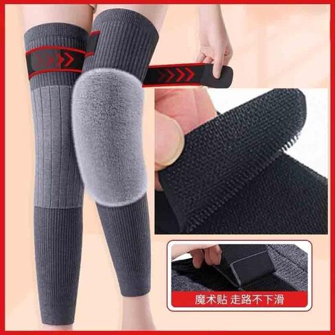 Long cashmere knee pads, winter knee pads, warm cashmere socks, and leggings, gifts for parents (Black,XL) in Saudi Arabia