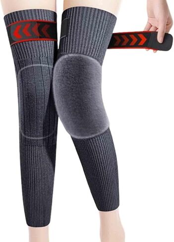 Long cashmere knee pads, winter knee pads, warm cashmere socks, and leggings, gifts for parents (Black,XL) in Saudi Arabia