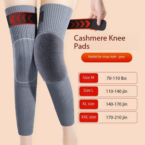 Long cashmere knee pads, winter knee pads, warm cashmere socks, and leggings, gifts for parents (Black,XL) in Saudi Arabia