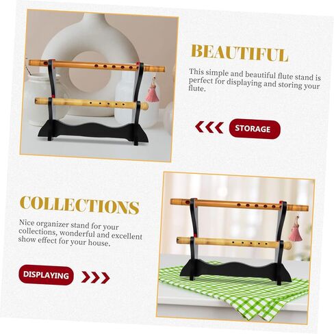 Wooden Desktop Flute Display Stand with Two Rack for Household Flute Holder and Sword Storage Simple Elegant Design for Home Decor Easy Installation and Versatile Use in Saudi Arabia