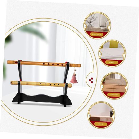 Wooden Household Flute Stand Two Display Holder Rack Practical Storage Organizer for Flutists Desktop Collection Music Lovers in Saudi Arabia