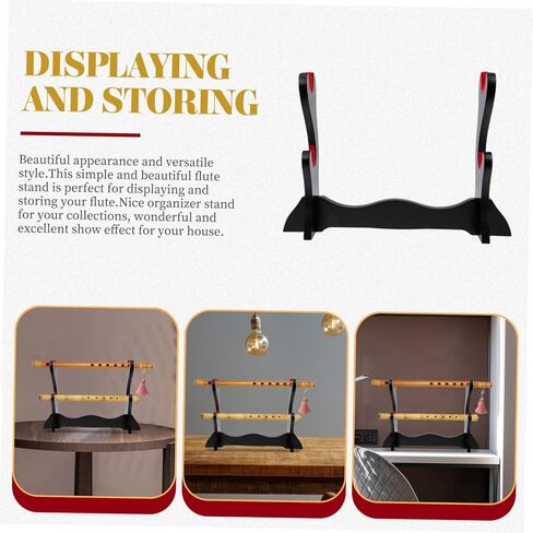 Wooden Household Flute Stand Two Display Holder Rack Practical Storage Organizer for Flutists Desktop Collection Music Lovers in Saudi Arabia