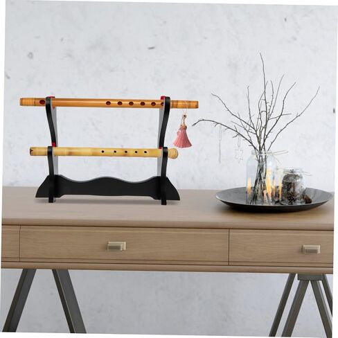 Wooden Household Flute Stand Two Display Holder Rack Practical Storage Organizer for Flutists Desktop Collection Music Lovers in Saudi Arabia