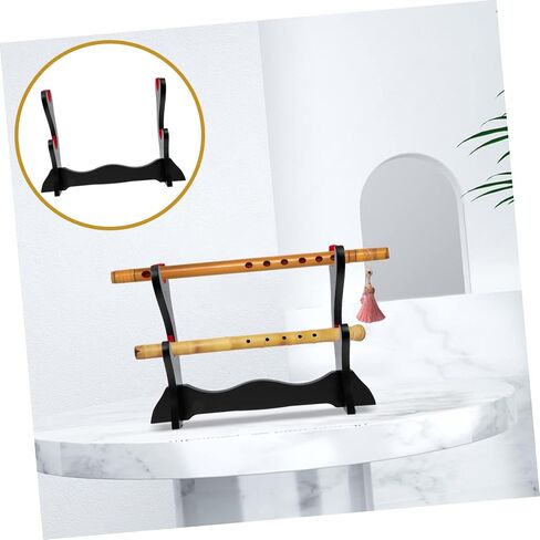 Wooden Flute Display Stand Durable Two Rack Holder for Flute and Sword Collection Practical Desktop Organizer with Simple Elegant Design for Music and Decor Enthusiasts in Saudi Arabia
