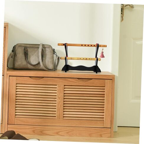 Wooden Flute Display Stand Durable Two Rack Holder for Flute and Sword Collection Practical Desktop Organizer with Simple Elegant Design for Music and Decor Enthusiasts in Saudi Arabia