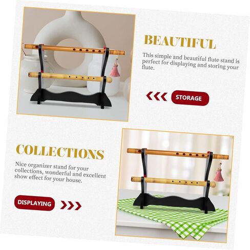 Wooden Flute Display Stand Durable Two Rack Holder for Flute and Sword Collection Practical Desktop Organizer with Simple Elegant Design for Music and Decor Enthusiasts in Saudi Arabia