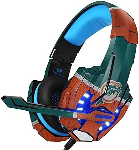 غلاف Skinit متوافق مع سماعة الألعاب BENGOO G9000 - تصميم كلاسيكي مرخص رسميًا من الدوري الوطني لكرة القدم الأمريكية NFL Miami Dolphins in Saudi Arabia
