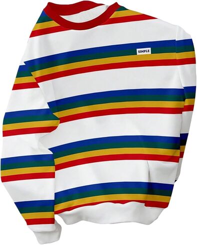 Men's Colorful Striped Sweatshirts Crew Neck Pullover Sweatshirt Fall Clothes in Saudi Arabia