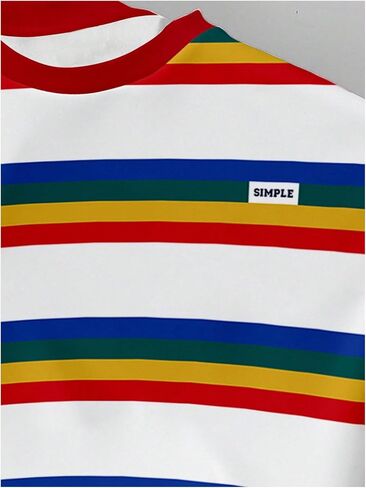 Men's Colorful Striped Sweatshirts Crew Neck Pullover Sweatshirt Fall Clothes in Saudi Arabia
