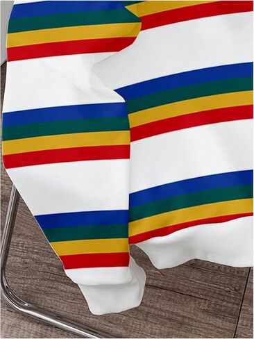 Men's Colorful Striped Sweatshirts Crew Neck Pullover Sweatshirt Fall Clothes in Saudi Arabia