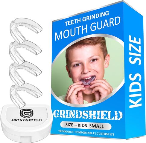 Small Mouth Guard for Kids – Custom Fit, Non-Bulky, Moldable – (4) Teeth Grinding Guards & Case – Comfortable Mouthguard for Children, Mouth Guards for Teeth Clenching, Clear in Saudi Arabia