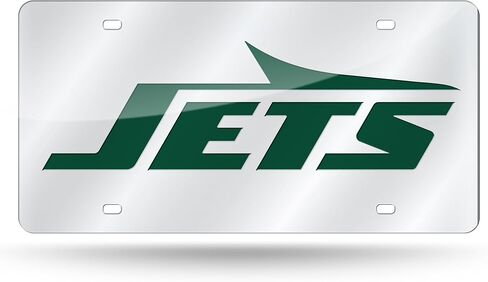 Rico Industries NFL Football New York Jets فضية مقاس 30.48 سم × 15.24 سم، علامة فضية مقطوعة بالليزر للسيارة/الشاحنة/سيارات الدفع الرباعي - ديكور السيارات in Saudi Arabia