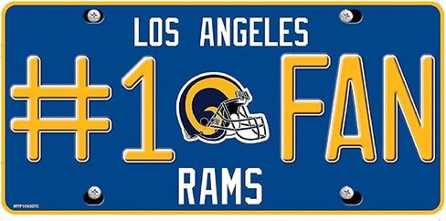 Rico Industries NFL Los Angeles Rams Retro #1 Fan Metal Auto Tag 8.5" x 11" - Great for Truck/Car/SUV in Saudi Arabia