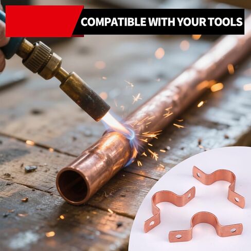 Plumbing Copper Pipe Straps, 30-Pcs 3/4 inch 2-Hole Pipe Clamp Mount Support in Saudi Arabia