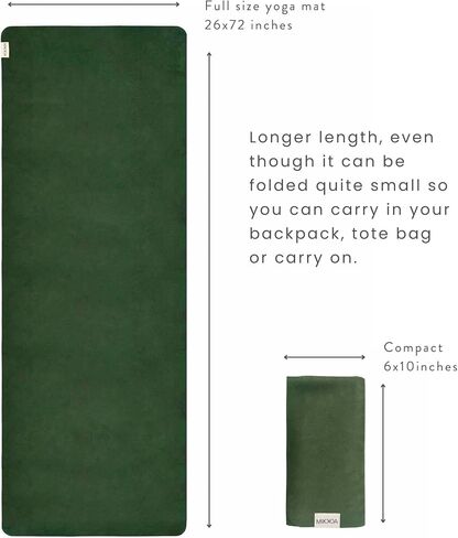 Travel Yoga Mat 1.5mm | Foldable, Lightweight Mat | Use for Travel, Backpacking, Yoga Retreat, Outdoors, Gym, Pilates, Machine Washable, Eco-Friendly in Saudi Arabia