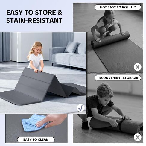 Extra Thick Foldable Yoga Mat-0.4" (10mm), SGS Certified TPE, Non-Slip & No Smell, 12-Fold Design for Ultra Portability And Easy Storage | for Yoga, Gym, Pilates, and Home Workouts, 76" x 26" in Saudi Arabia