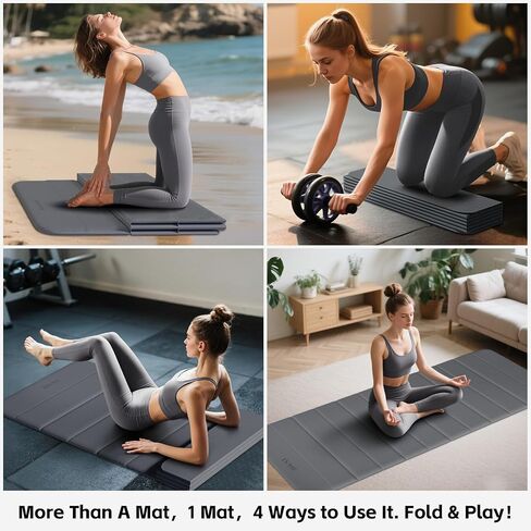 Extra Thick Foldable Yoga Mat-0.4" (10mm), SGS Certified TPE, Non-Slip & No Smell, 12-Fold Design for Ultra Portability And Easy Storage | for Yoga, Gym, Pilates, and Home Workouts, 76" x 26" in Saudi Arabia