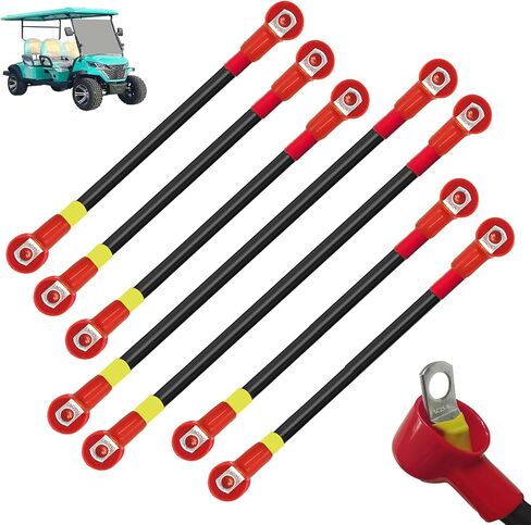 كابلات بطارية عربة الجولف لـ EZGO TXT 1994-Up - 4 AWG 7 قطع مجموعة أسلاك نحاسية نقية لعربات 36 فولت/48 فولت، أسلاك بطارية شديدة التحمل مع أطراف معزولة، مقاومة للحرارة والتآكل in Saudi Arabia