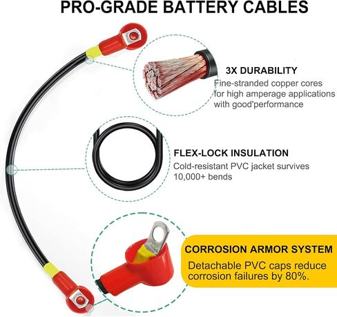 كابلات بطارية عربة الجولف لـ EZGO TXT 1994-Up - 4 AWG 7 قطع مجموعة أسلاك نحاسية نقية لعربات 36 فولت/48 فولت، أسلاك بطارية شديدة التحمل مع أطراف معزولة، مقاومة للحرارة والتآكل in Saudi Arabia
