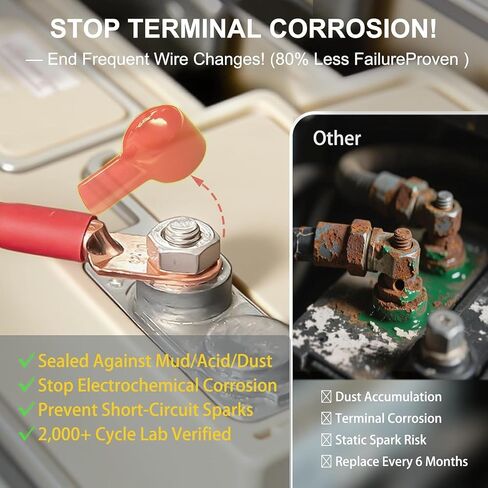 كابلات بطارية عربة الجولف لـ EZGO TXT 1994-Up - 4 AWG 7 قطع مجموعة أسلاك نحاسية نقية لعربات 36 فولت/48 فولت، أسلاك بطارية شديدة التحمل مع أطراف معزولة، مقاومة للحرارة والتآكل in Saudi Arabia