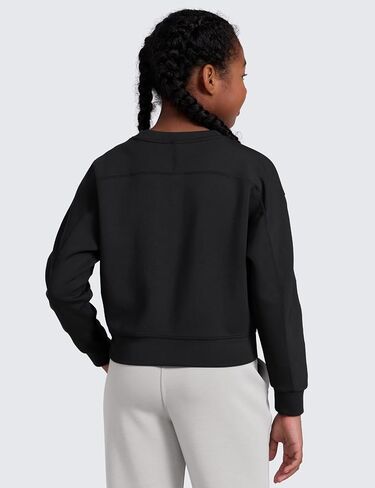 CRZ YOGA Girls SoftAura Long Sleeve Crew Neck Casual Hoodie - Lounge Pullover Sweatshirts Relaxed Waist Length Kids Teen in Saudi Arabia