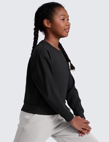 CRZ YOGA Girls SoftAura Long Sleeve Crew Neck Casual Hoodie - Lounge Pullover Sweatshirts Relaxed Waist Length Kids Teen in Saudi Arabia