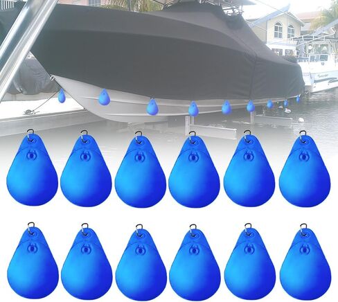 Boat Cover Water Bag with Hook, Marine Mooring Hanging Pouch Kit Boat Accessories, Windproof Winterizing Weight Waterbags, Each 17 lbs Capacity, Black, 12 PCS in Saudi Arabia
