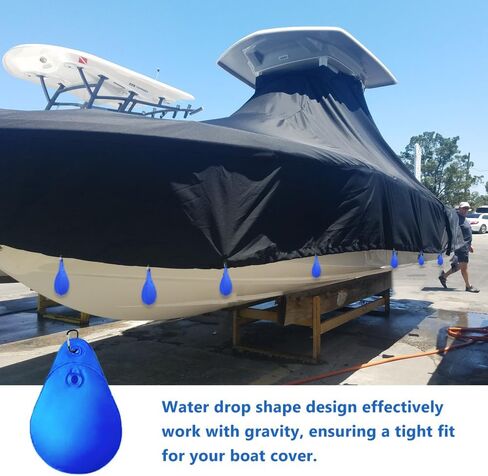 Boat Cover Water Bag with Hook, Marine Mooring Hanging Pouch Kit Boat Accessories, Windproof Winterizing Weight Waterbags, Each 17 lbs Capacity, Black, 12 PCS in Saudi Arabia