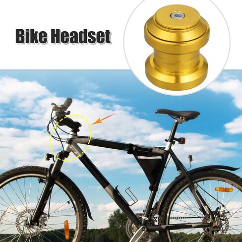 X AUTOHAUX 34 مم 1-1/8 بوصة سماعة رأس دراجة بدون خيوط كومبو دراجة خارجية بدون خيوط محامل خرطوشة محكمة الغلق سماعة طريق MTB مع غطاء علوي لون ذهبي in Saudi Arabia