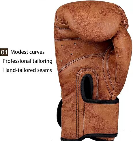 Vintage Boxing Gloves for Men & Women 10oz PU Leather Punching Bag Training Gloves for Muay Thai Kickboxing Sparring MMA Adjustable Wrist Support Triple Lining Breathable(XL) in Saudi Arabia