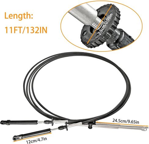 2PCS 11FT خنق التحول كابل التحكم عن بعد متوافق مع جونسون / لEvinrude / لOMC، كابل خنق قارب استبدال 0173111، أسود in Kuwait