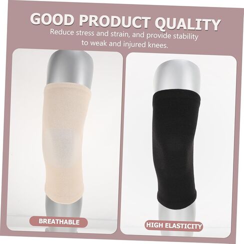2pairs Sports Knee Protectors Warmer Pads for Running Cycling and Daily Activities Black Skin Elastic Fabric for Comfort and Support in Kuwait