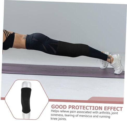 2pairs Sports Knee Protectors Warmer Pads for Running Cycling and Daily Activities Black Skin Elastic Fabric for Comfort and Support in Kuwait