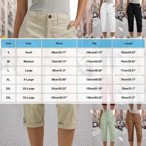 bmkBWO Women's Cargo Capris Pants 2025 High Waisted Hiking Pants Capri Pant with Pockets in Kuwait