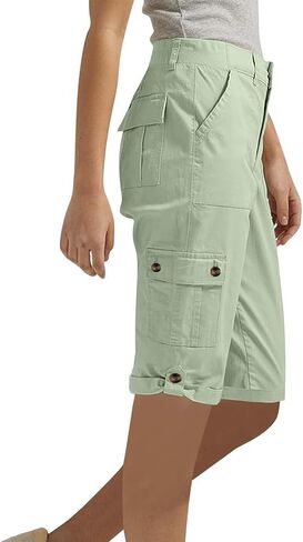 bmkBWO Cargo Shorts Women Plus Size,High Waisted Knee Length Bermuda Shorts with Pockets Summer Casual Loose Capri Pants in Saudi Arabia
