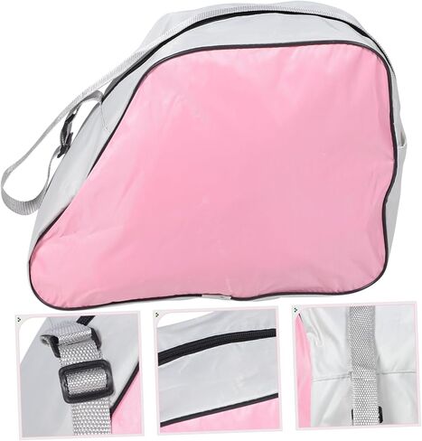 Yardwe Durable Oxford Skating Bag Pink Roller Skate Tote with Adjustable Shoulder Strap Spacious Compartment for Skates for Women Heavy Duty Carrying Bag in Saudi Arabia