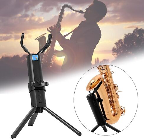 Adjusted Tenors Saxophone Stand Foldable Tripod Holder Saxophone Display Base for Saxophone Wind Instrument Accessory, Black in Saudi Arabia