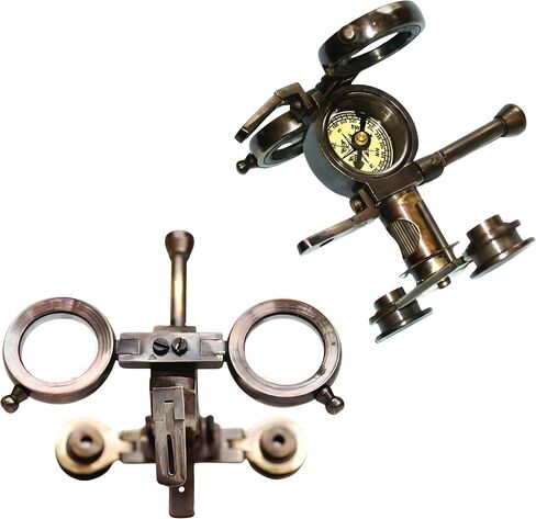 Antique Brass Binoculars with Compass – Vintage Nautical Pocket Binoculars with Premium Glass Lenses – Collectible Maritime Instrument for Home Décor, Desk, and Gifts (4 Inch) in Saudi Arabia